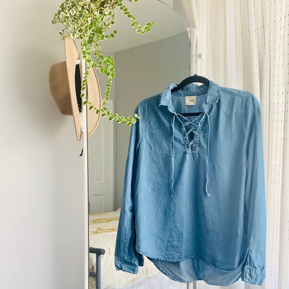 Boho tie Jean blouse